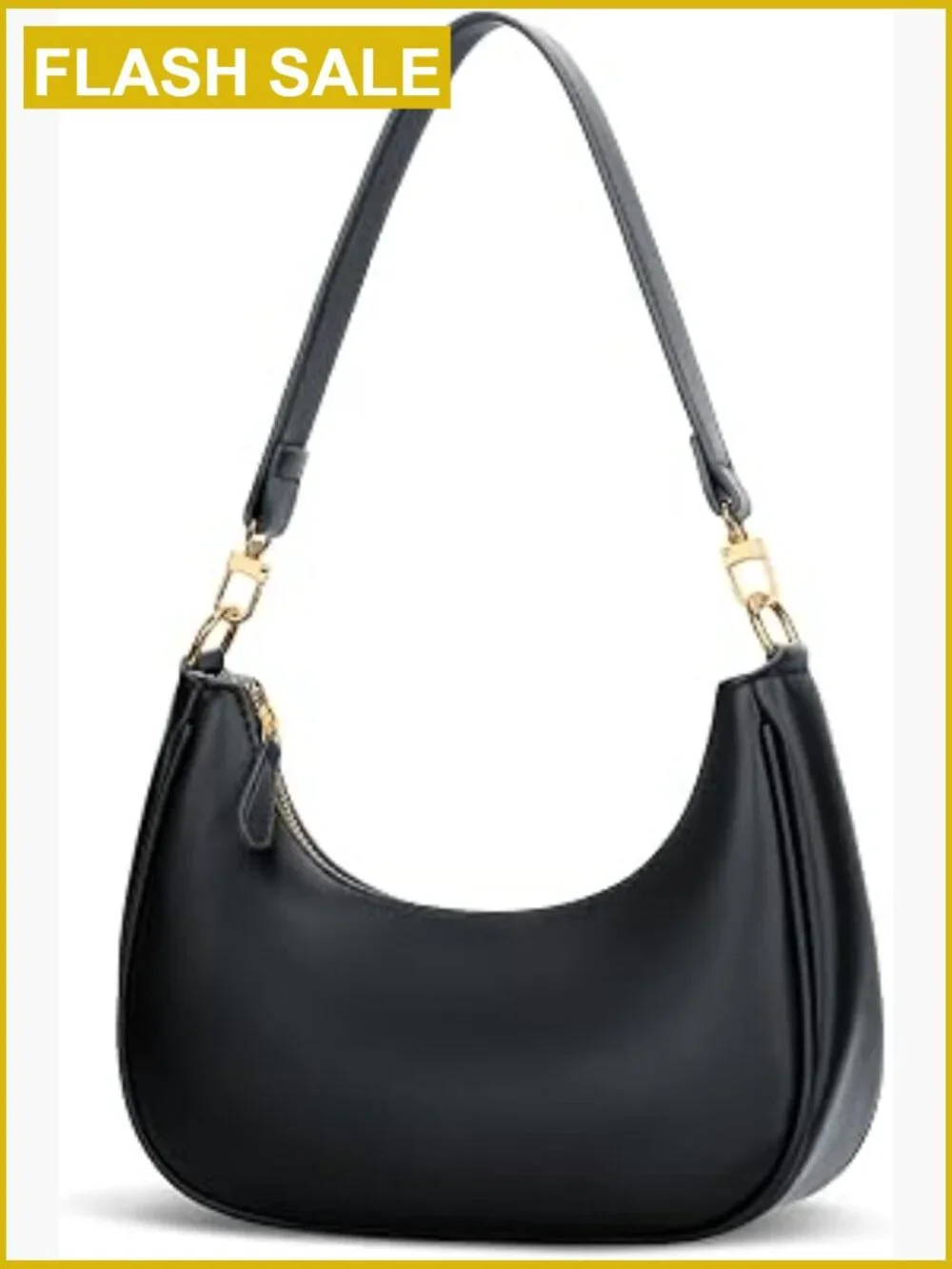 Vegan Leather Crescent Hobo Crossbody Bag - Women's Shoulder Purse - Detachable